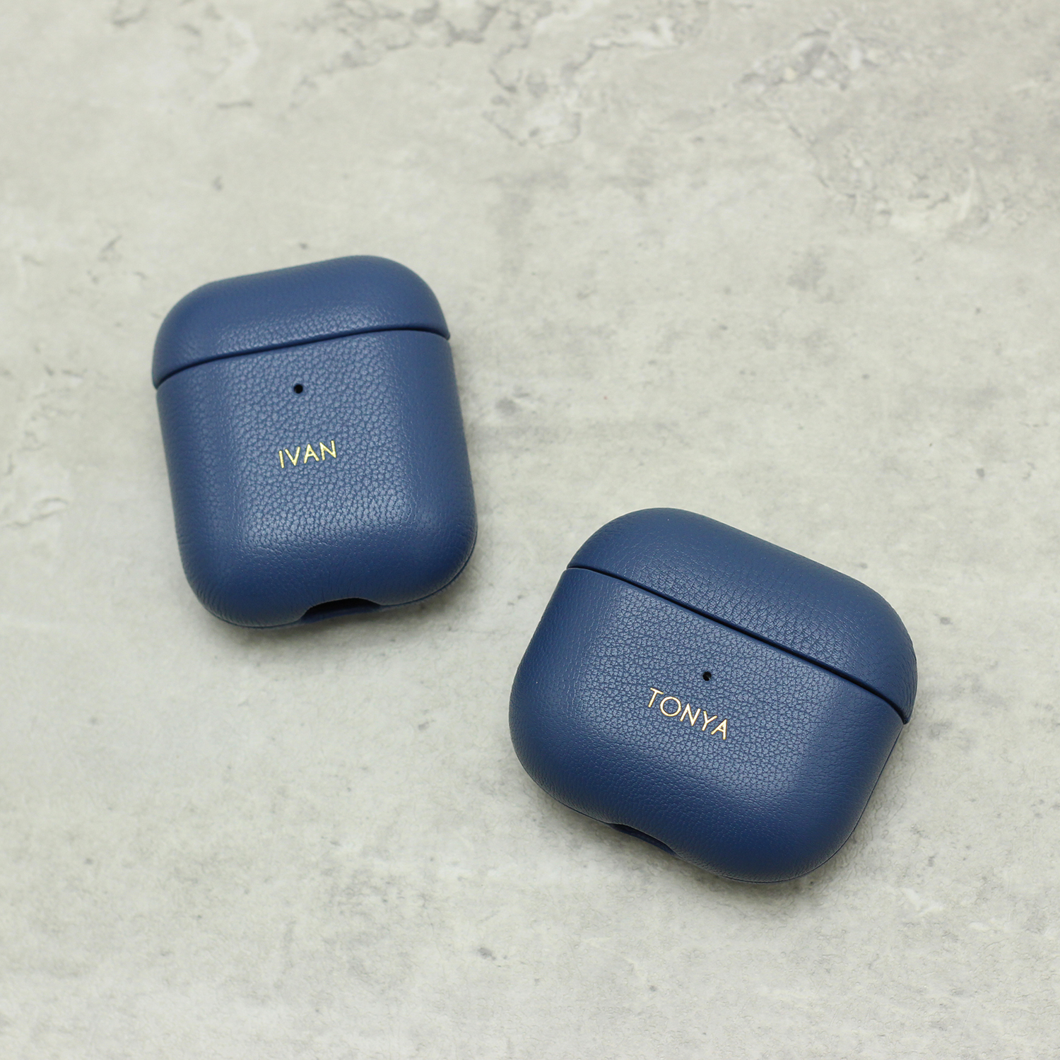真皮革客製化禮物AirPods 4 收納皮套 AirPods Pro 2代 保護套 - AirPods/耳機保護套 - 真皮 藍色