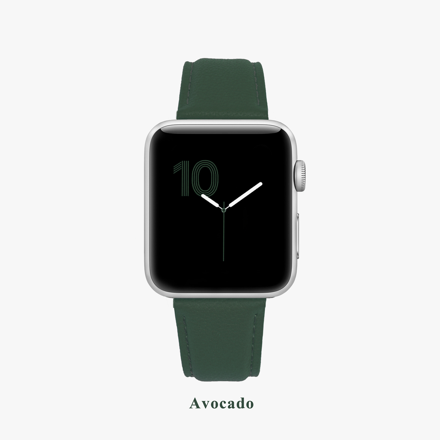 客製化禮物意大利真皮革錶帶Apple Watch 墨綠色 - 錶帶 - 真皮 綠色