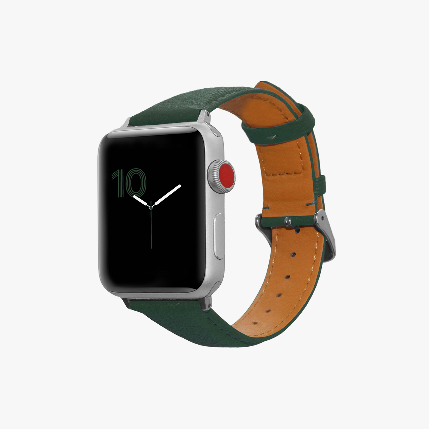 客製化禮物意大利真皮革錶帶Apple Watch 墨綠色 - 錶帶 - 真皮 綠色