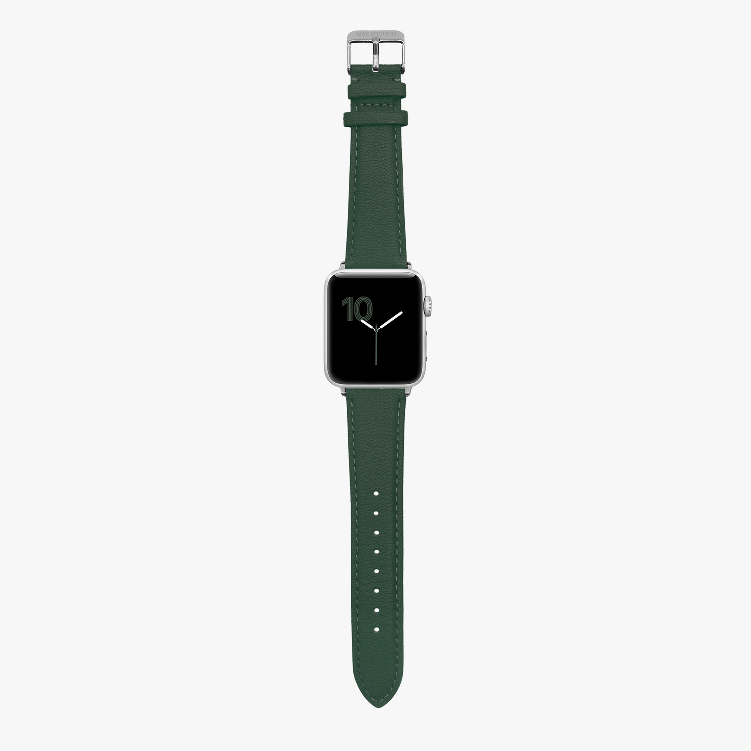 客製化禮物意大利真皮革錶帶Apple Watch 墨綠色 - 錶帶 - 真皮 綠色