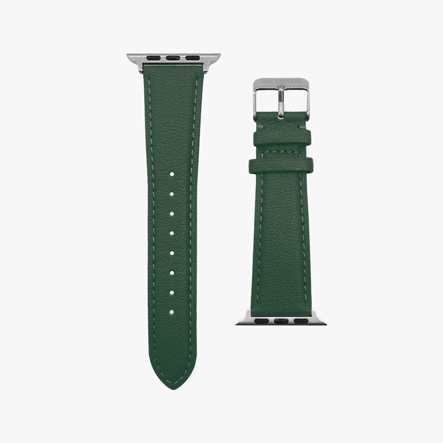 客製化禮物意大利真皮革錶帶Apple Watch 墨綠色 - 錶帶 - 真皮 綠色