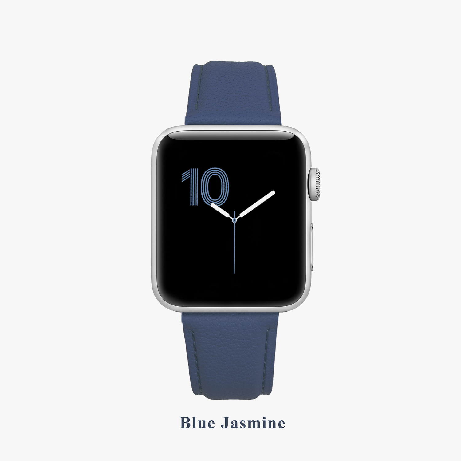 客製化禮物意大利真皮革Apple Watch灰藍色蘋果手錶錶帶 - 錶帶 - 真皮 藍色
