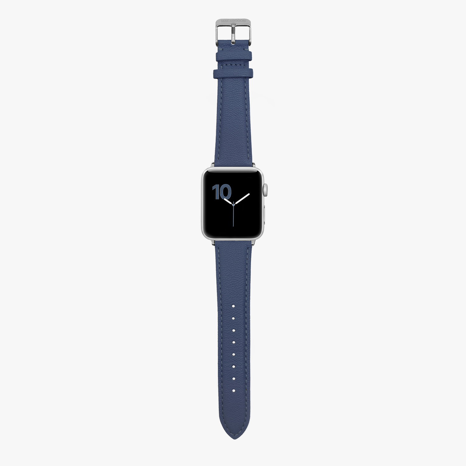客製化禮物意大利真皮革Apple Watch灰藍色蘋果手錶錶帶 - 錶帶 - 真皮 藍色