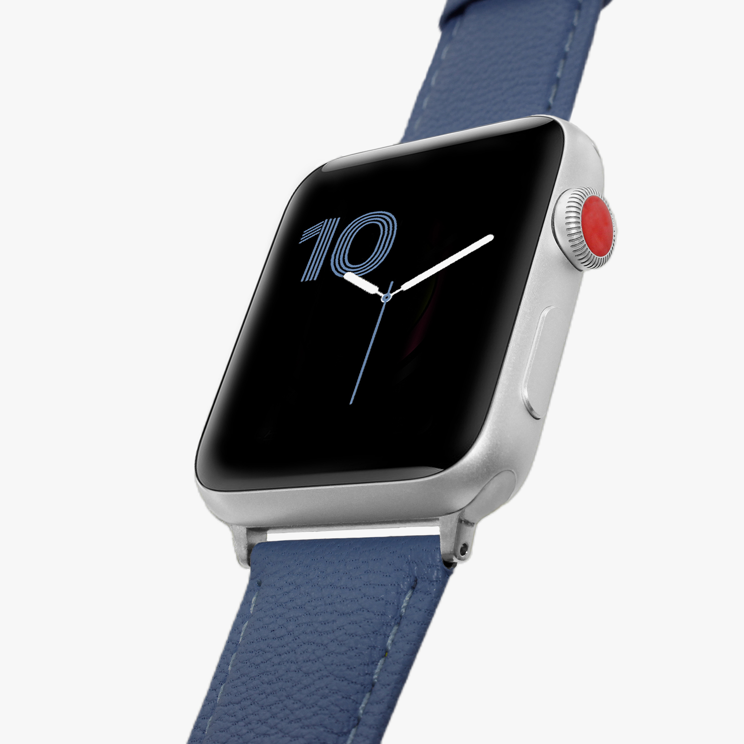 客製化禮物意大利真皮革Apple Watch灰藍色蘋果手錶錶帶 - 錶帶 - 真皮 藍色