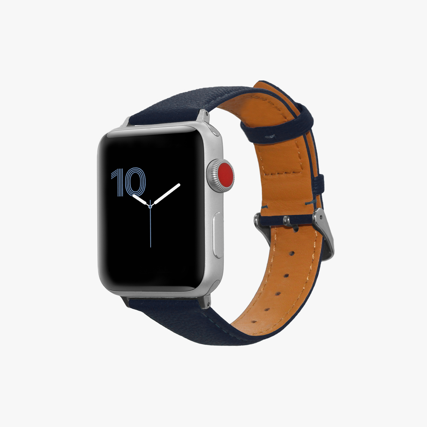 Customized Gift Italian Genuine Leather Strap Apple Watch Dark Blue - Watchbands - Genuine Leather Blue