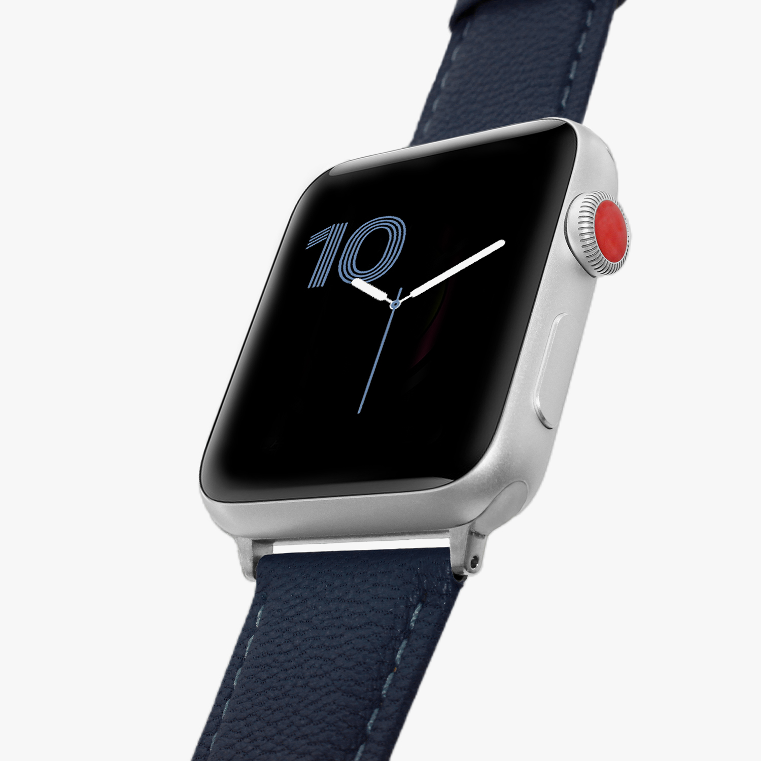 Customized Gift Italian Genuine Leather Strap Apple Watch Dark Blue - Watchbands - Genuine Leather Blue
