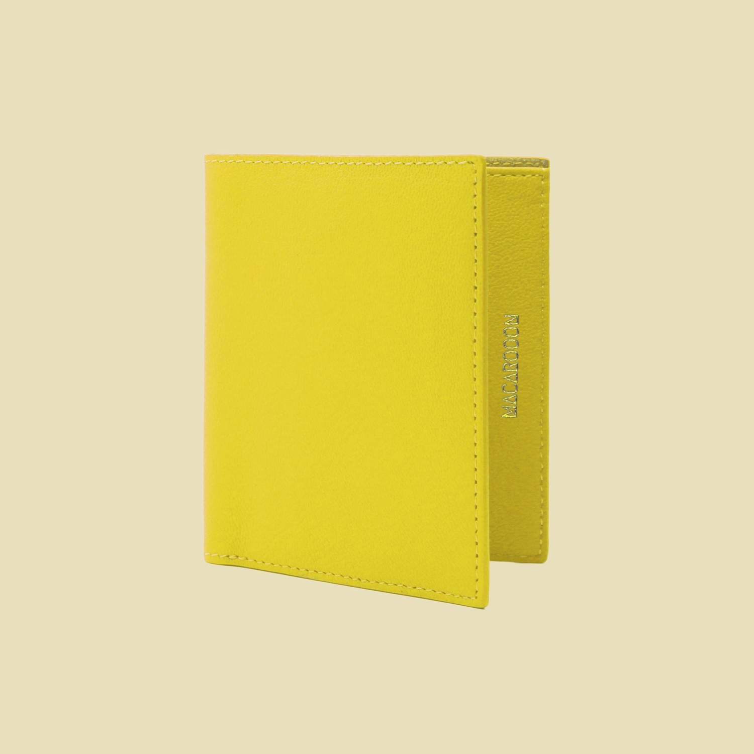 Customized genuine leather macaron lemon yellow short wallet wallet card holder Silver card holder - Wallets - Genuine Leather Yellow
