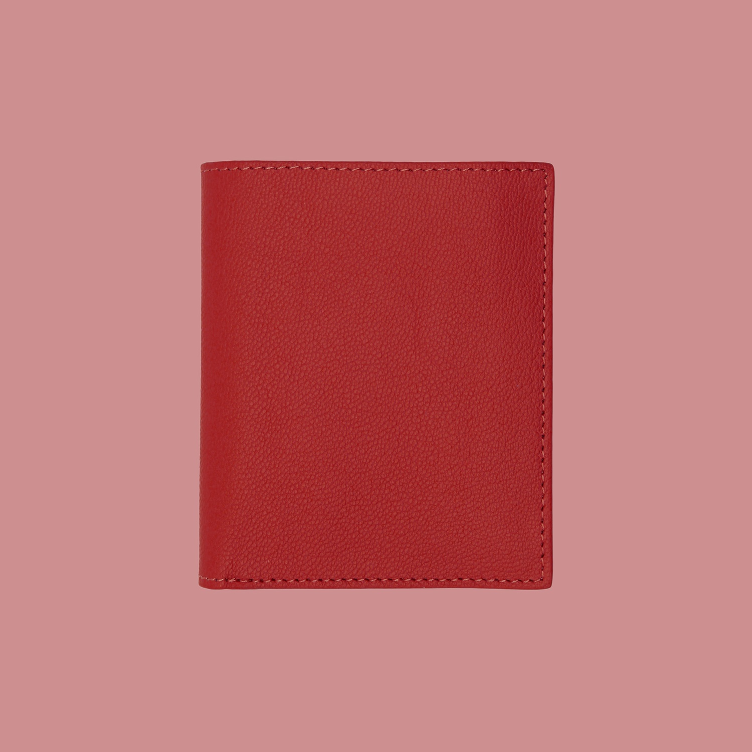 Customized genuine leather macaron red short wallet wallet card holder Silver card holder - Card Holders & Cases - Genuine Leather Red